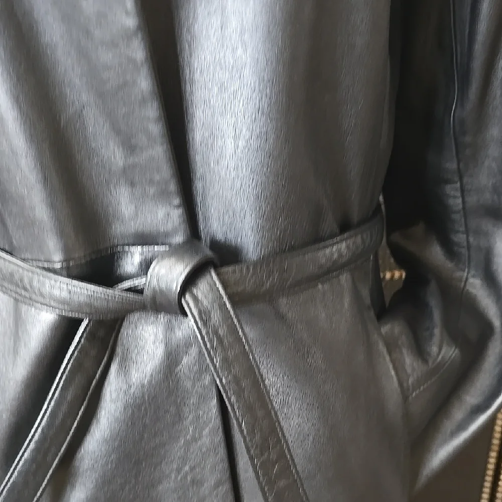 Kenneth Cole Black Trench Coat Timeless Elegance - Picture 15 of 16